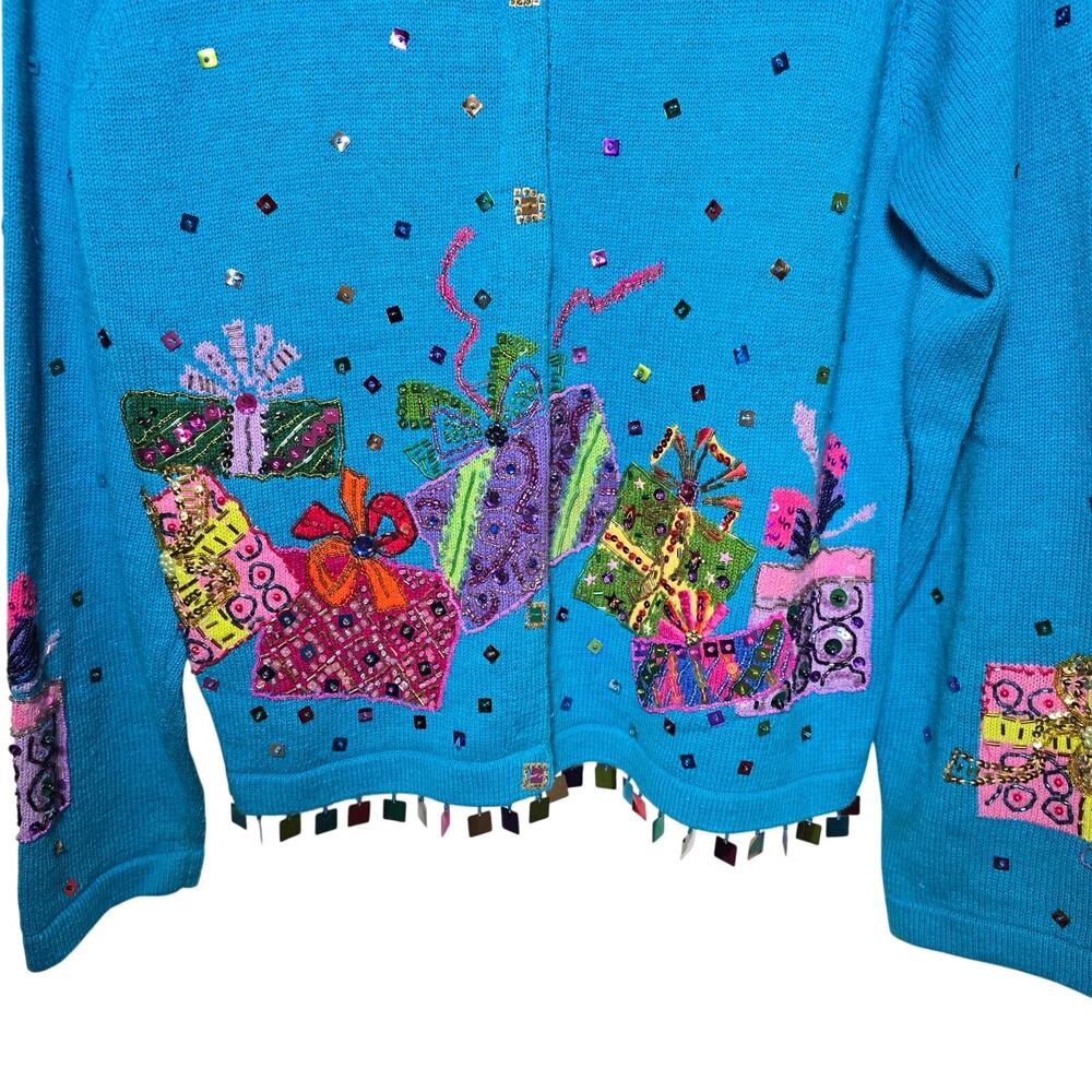 Vintage Jones Closet Button Up Sweater with Sequins Birthday Presents Motiff S - Picture 2 of 8